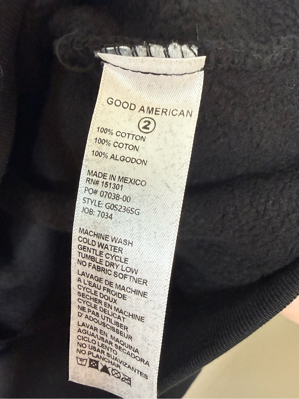 Good American Black So Good Boyfriend Crew Neck Sweatshirt NWT size 2/M - Picture 5 of 6